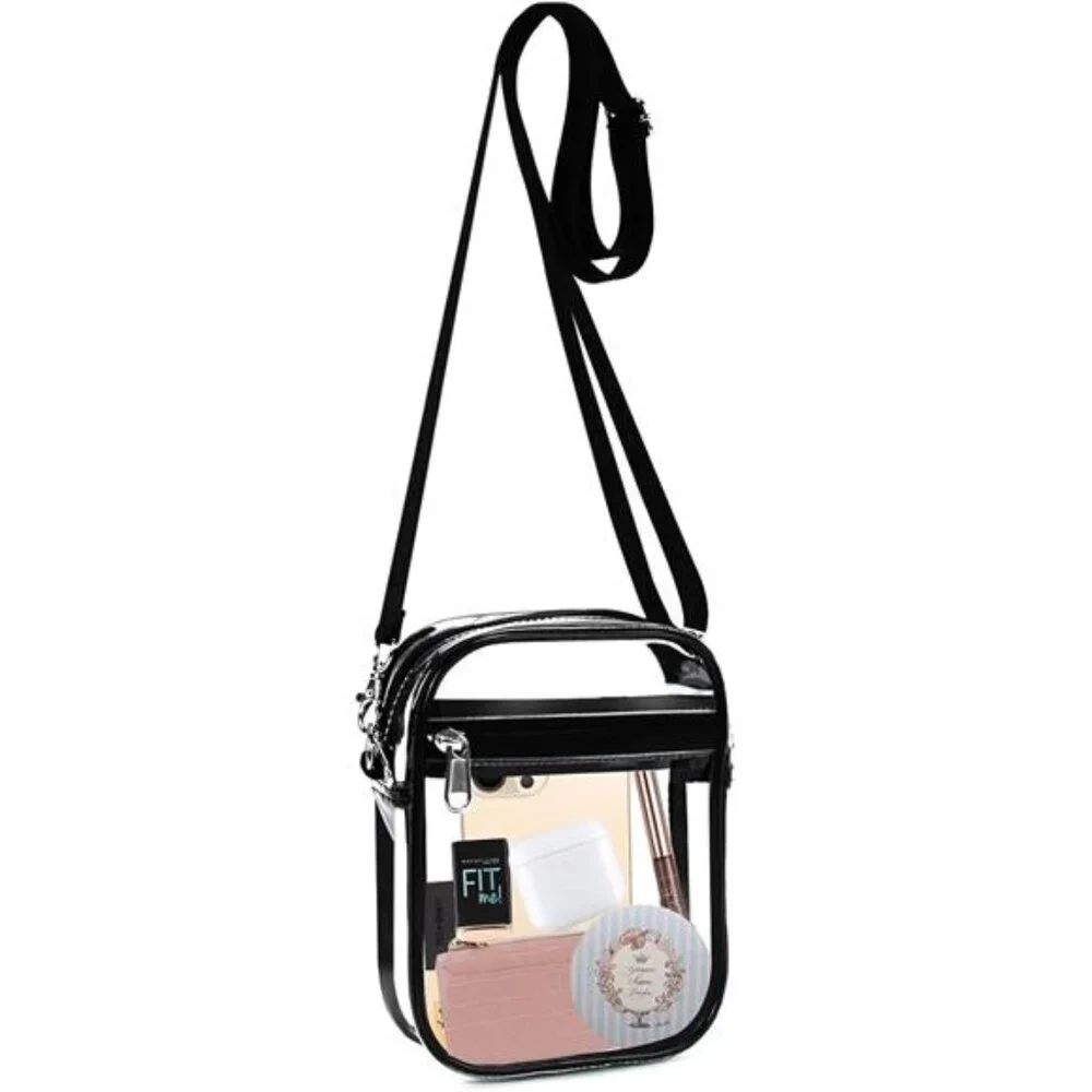 Fibrdoo Clear Crossbody Purse Bag, Clear Bag Stadium Approved with Front Pocket